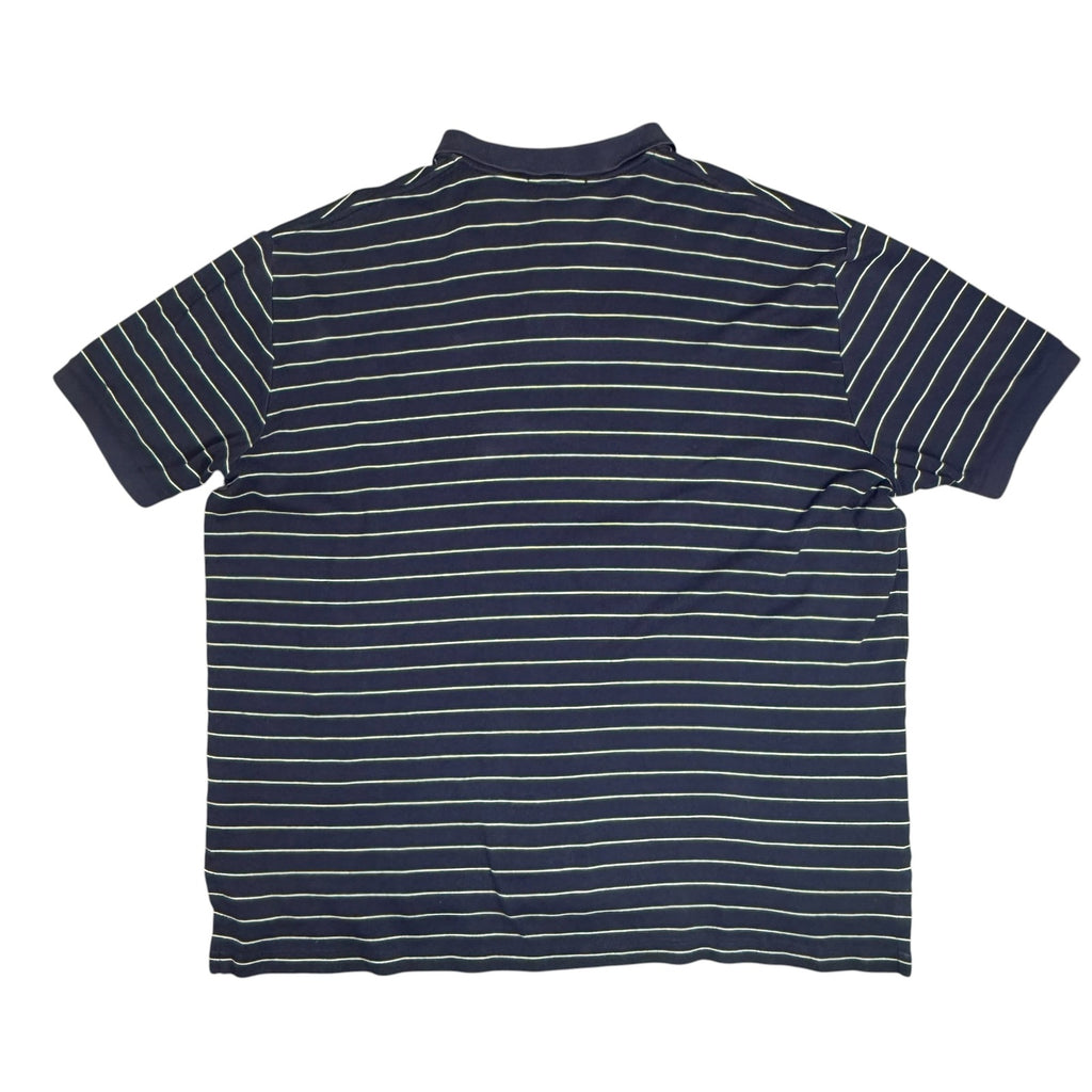 Ralph Lauren Polo Shirt Striped Navy White Short Sleeve Vintage Mens XXL