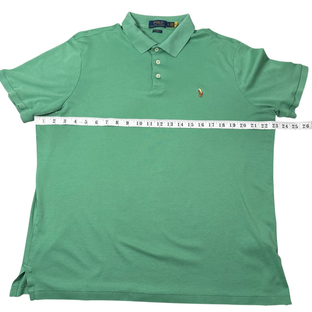 Ralph Lauren Polo Shirt Green Yellow Pony Vintage Mens Large