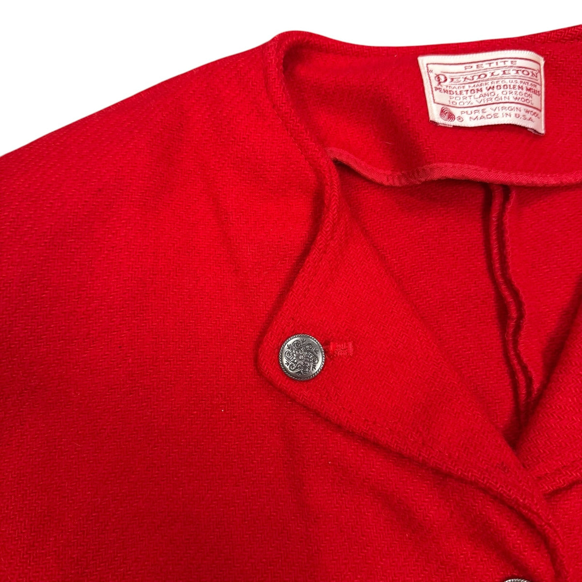 Pendleton Cardigan Red Vintage Wool Womens Size 12 Cropped Jacket Made In USA