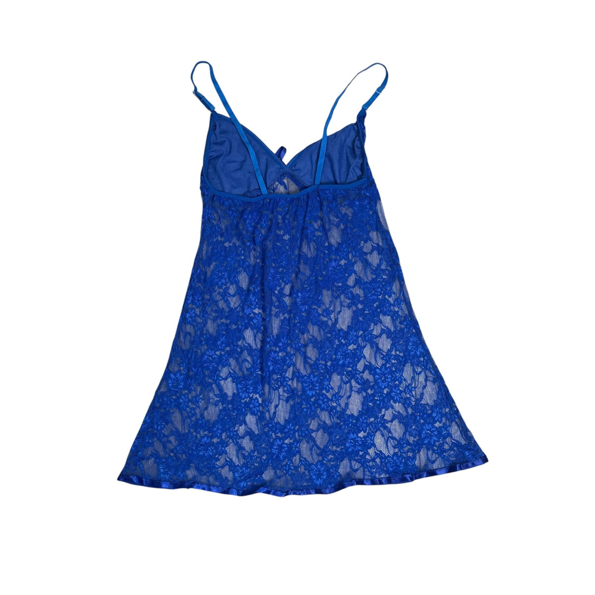 Lace Babydoll Slip Chemise Blue Sheer Vintage Y2K Womens Small