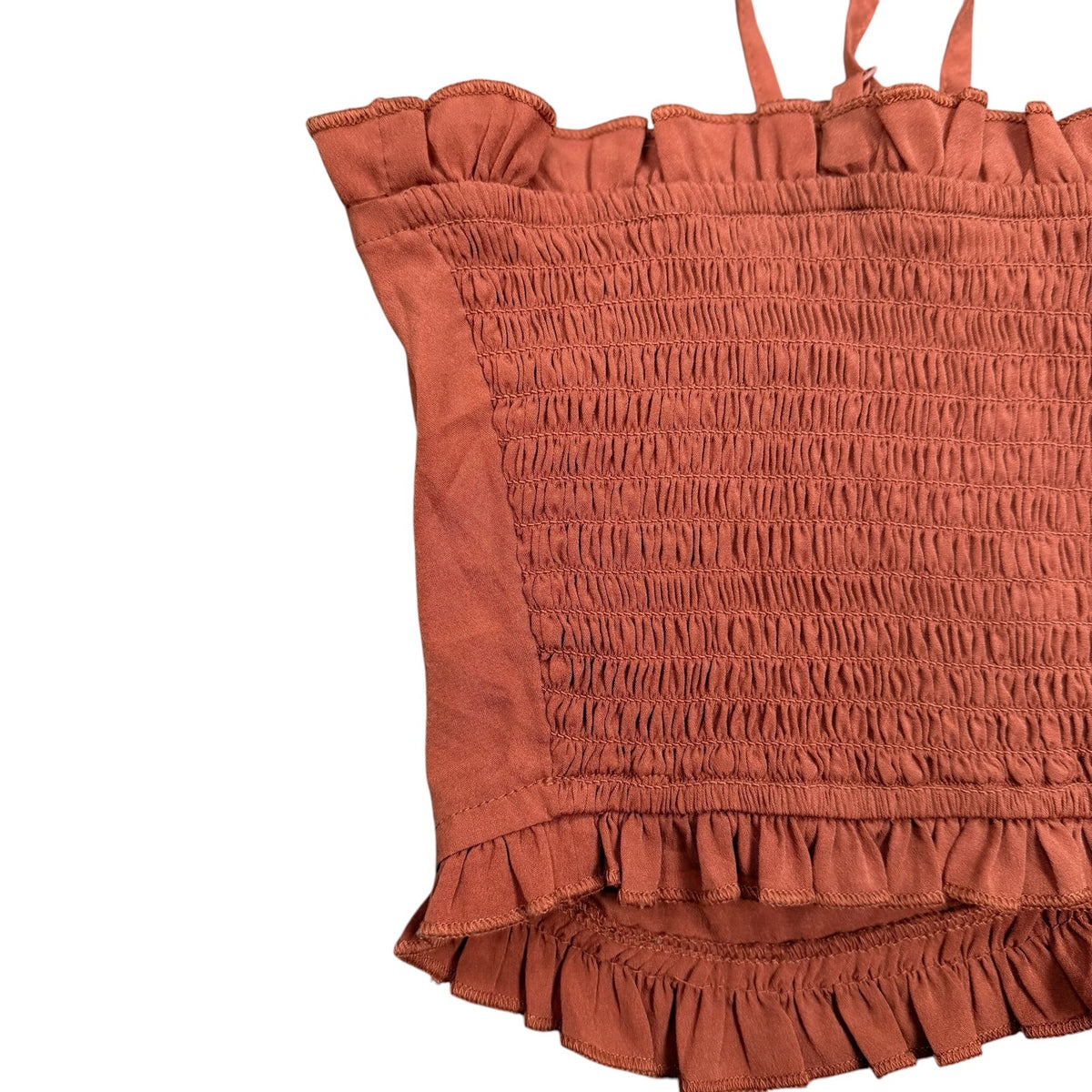 Urban Outfitters Crop Top Orange Womens Small Shirred Bandeau Rust Summer Cami