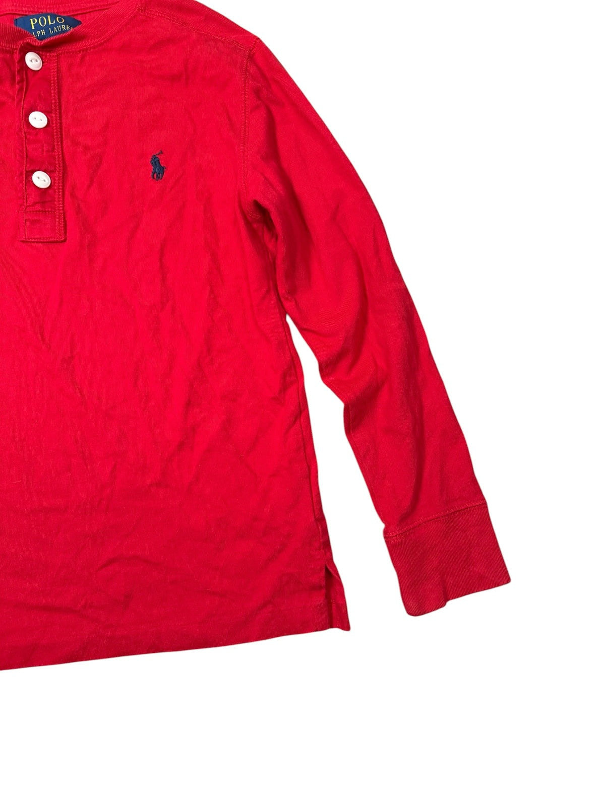 Ralph Lauren Long Sleeve Henley Top Red Womens Small UK 8