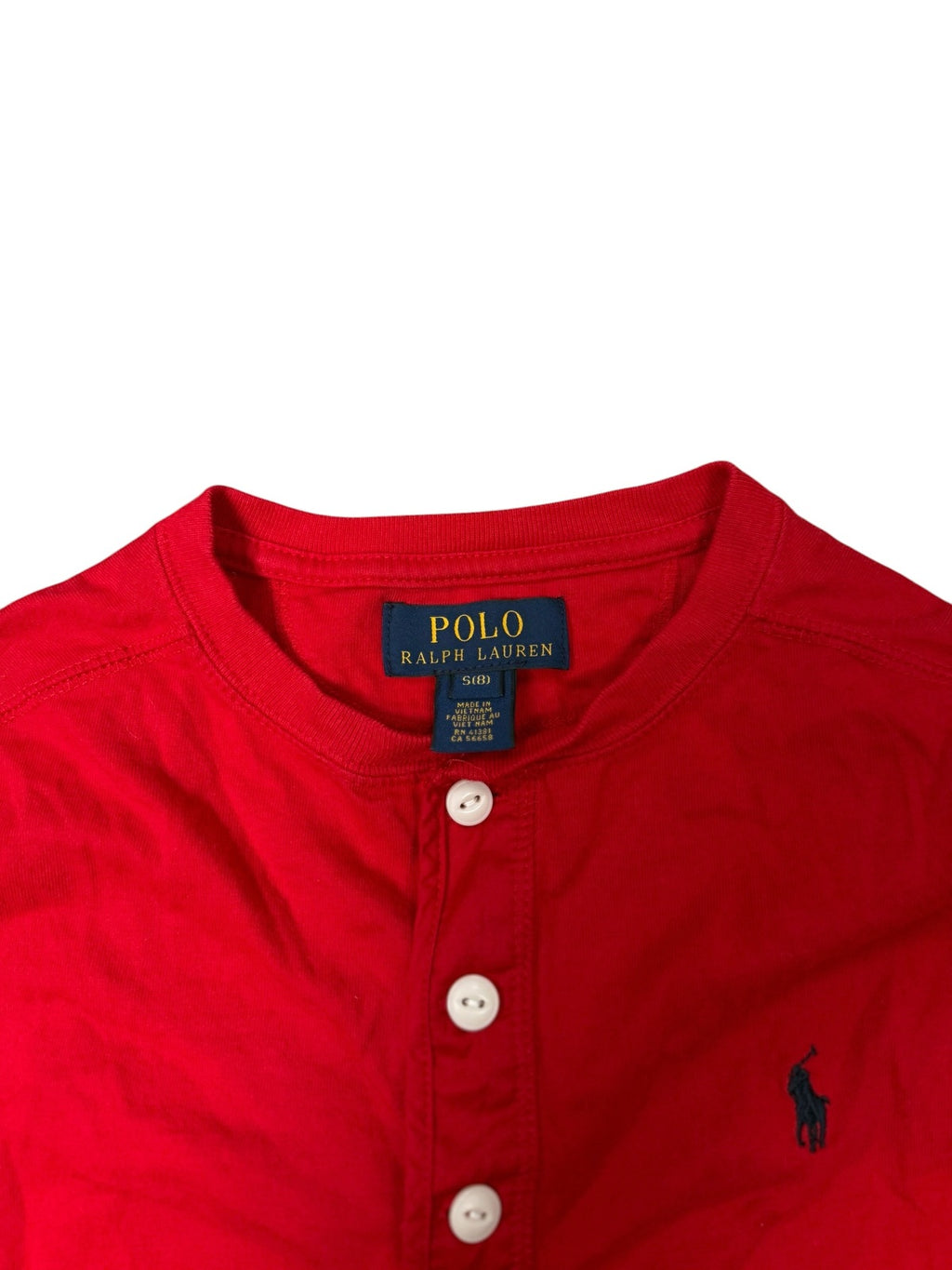 Ralph Lauren Long Sleeve Henley Top Red Womens Small UK 8