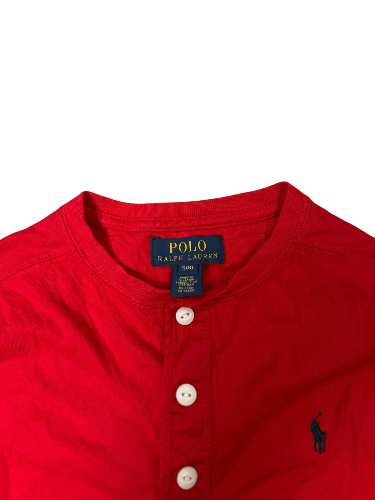 Ralph Lauren Long Sleeve Henley Top Red Womens Small UK 8