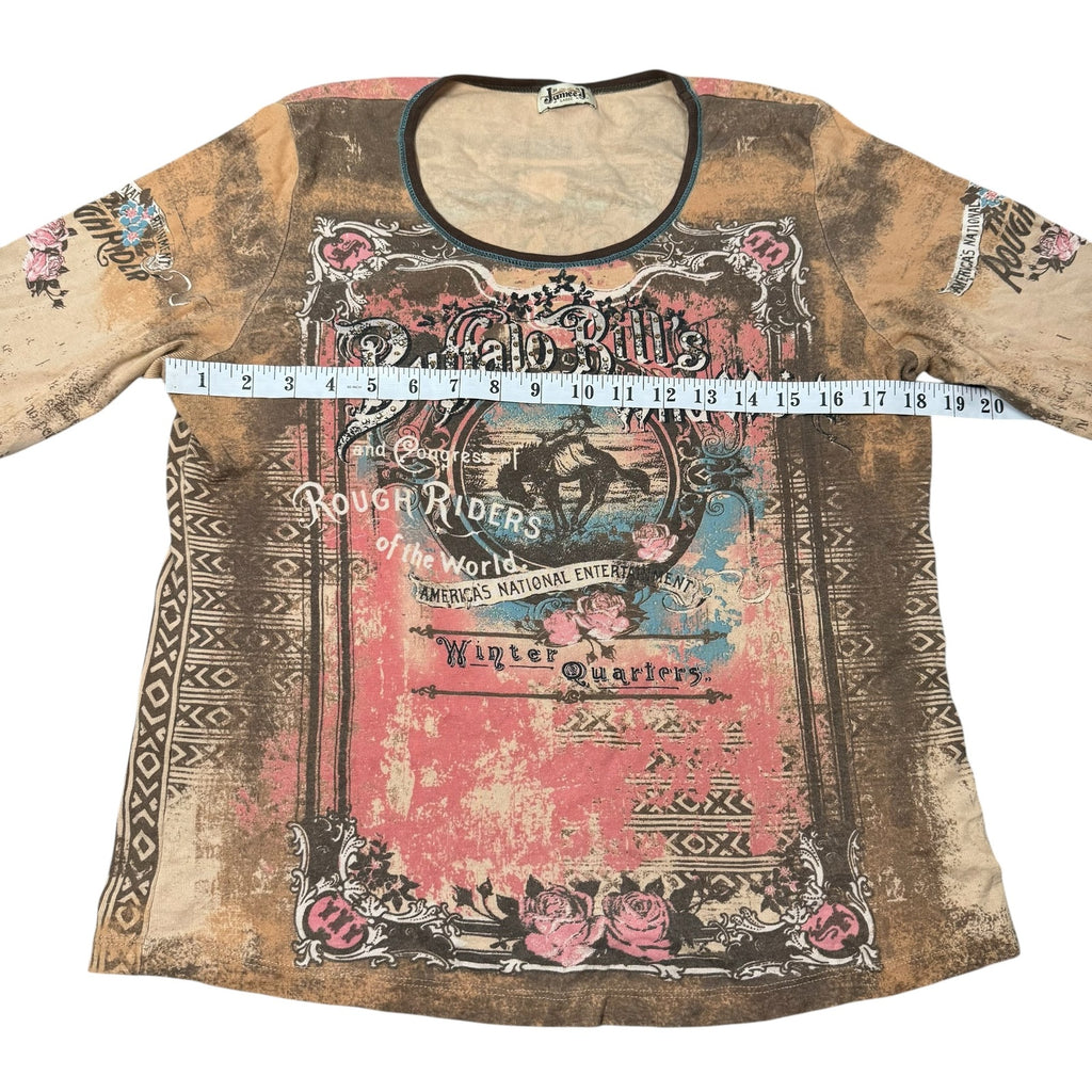 Buffalo Bills Wild West Top Sublimated Print Y2K Vintage Womens Large