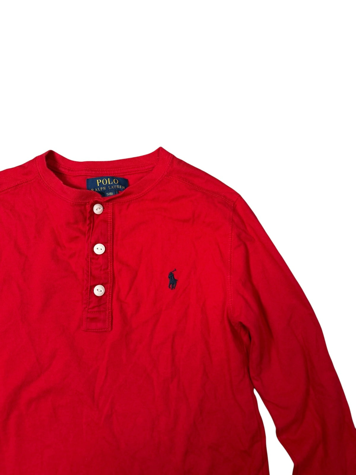 Ralph Lauren Long Sleeve Henley Top Red Womens Small UK 8