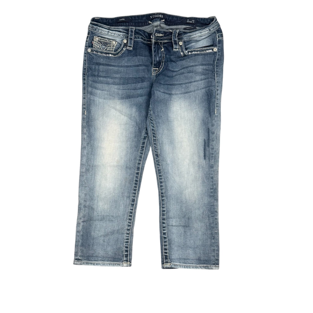 Vigoss Capri Jeans Blue Womens Size 12 Y2K Three Quarter Cropped Denim