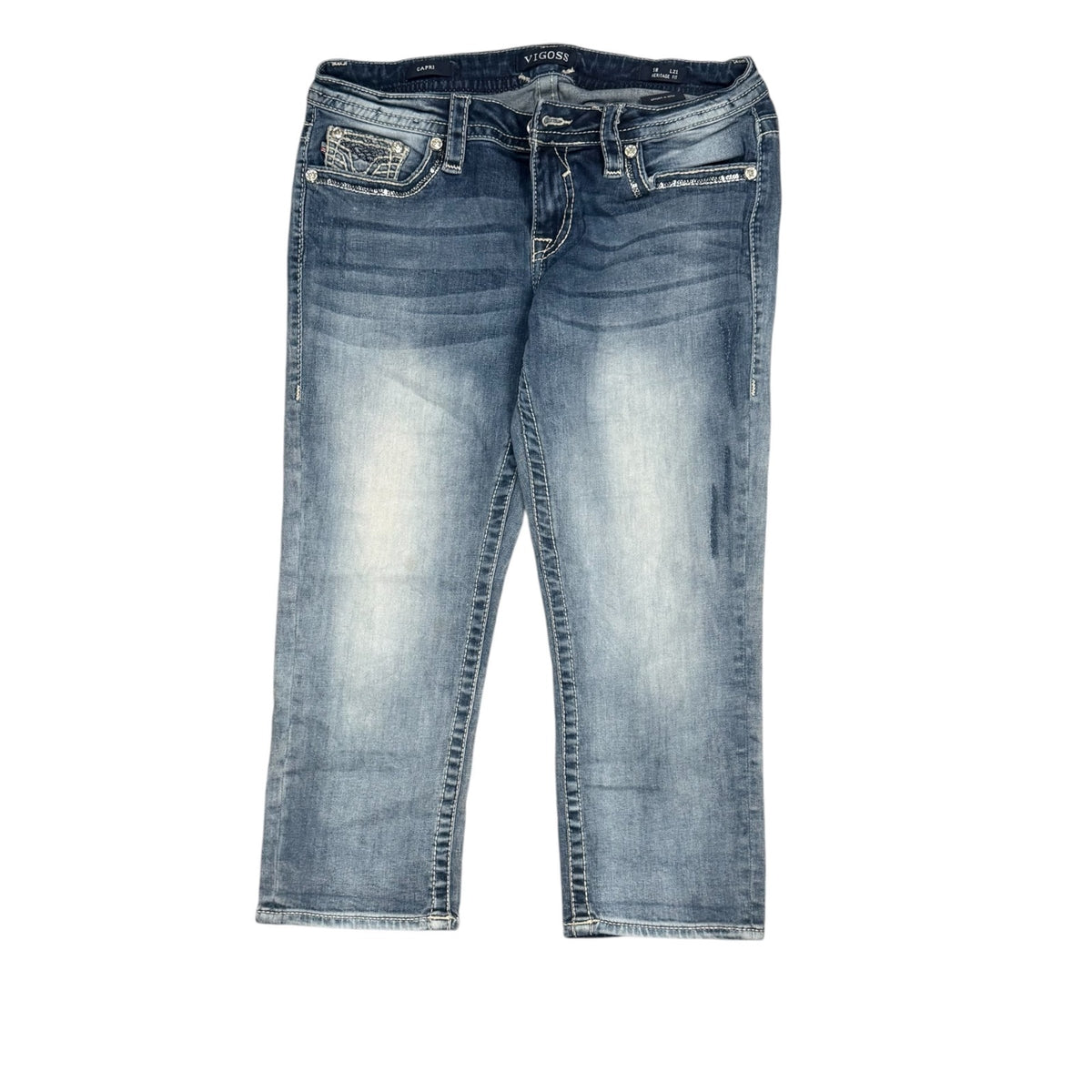 Vigoss Capri Jeans Blue Womens Size 12 Y2K Three Quarter Cropped Denim