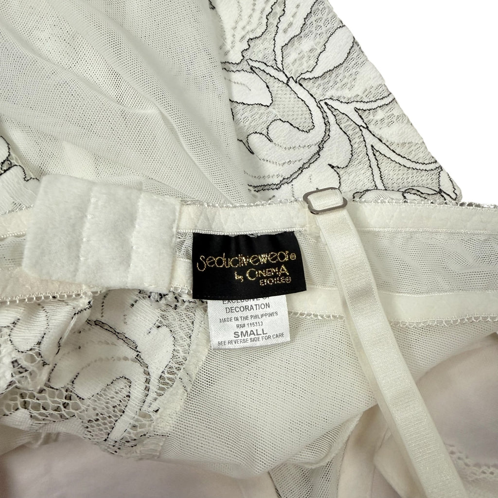 Cinema Etoile Chemise Babydoll Slip White Lace Vintage Womens Small