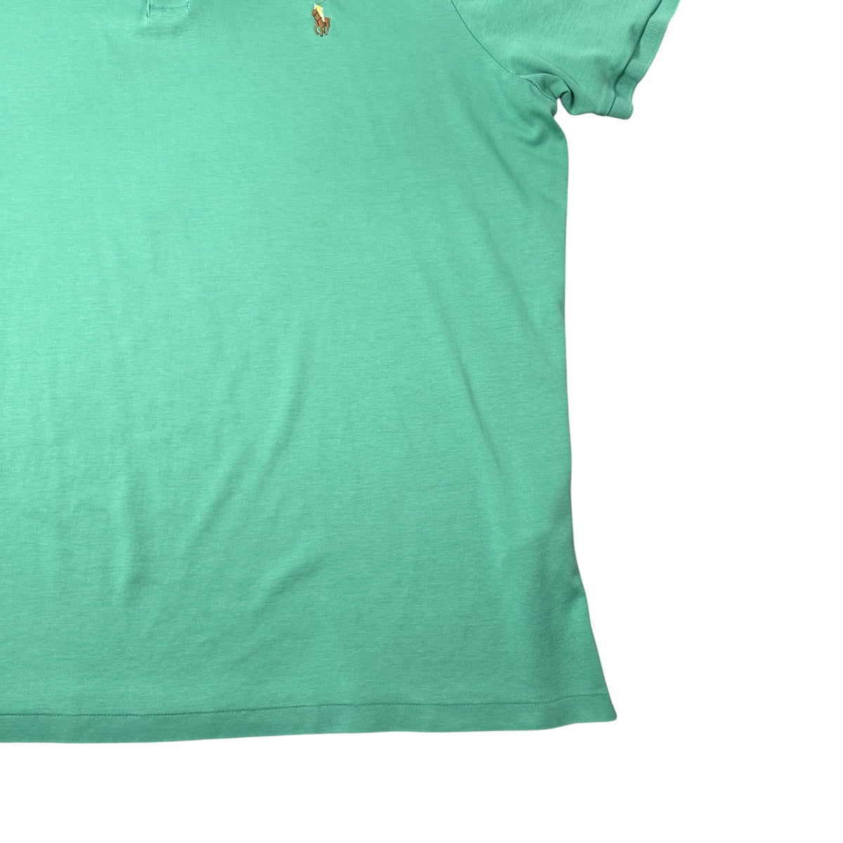 Ralph Lauren Polo Shirt Green Yellow Pony Vintage Mens Large