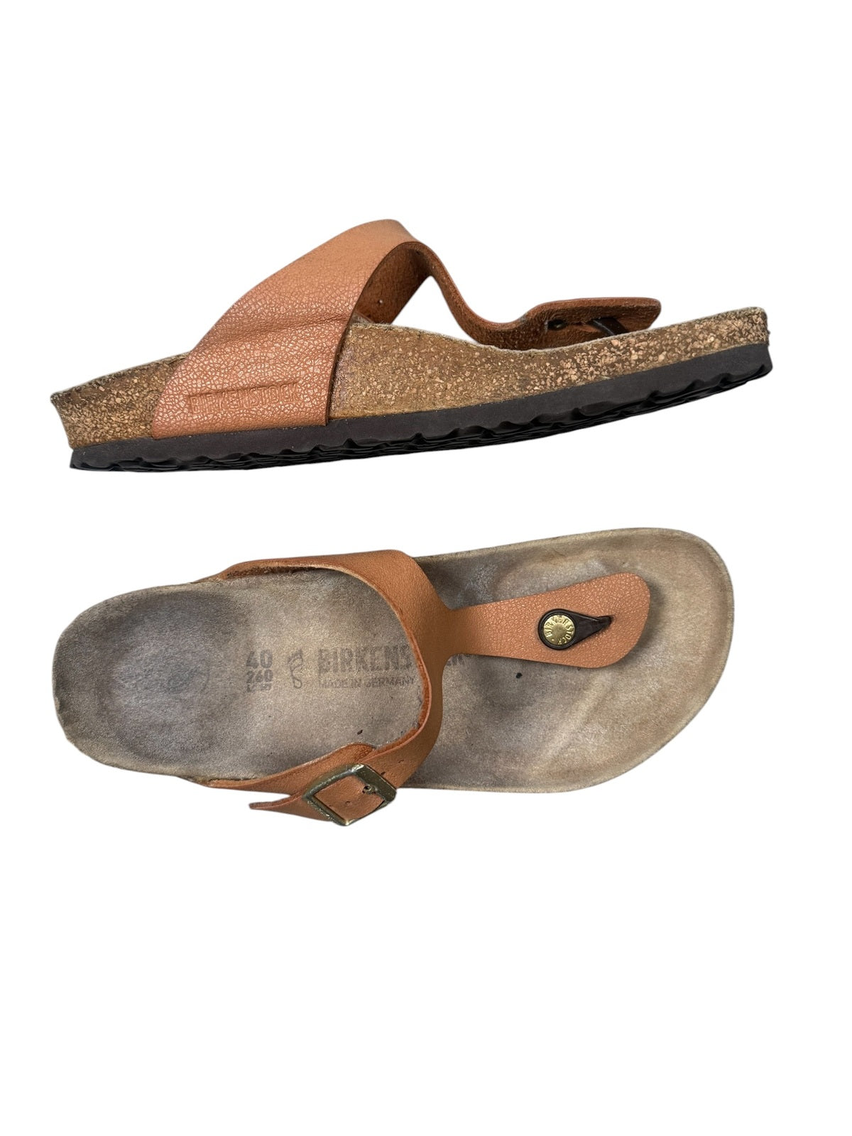 Birkenstock Gizeh Sandals Thong Tan Leather Regular Womens UK 7