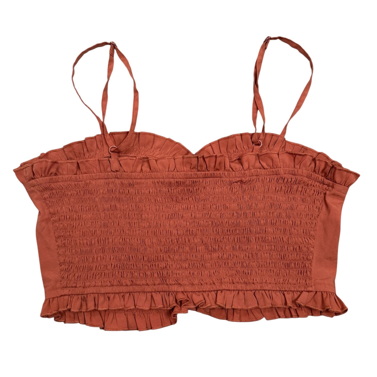 Urban Outfitters Crop Top Orange Womens Small Shirred Bandeau Rust Summer Cami