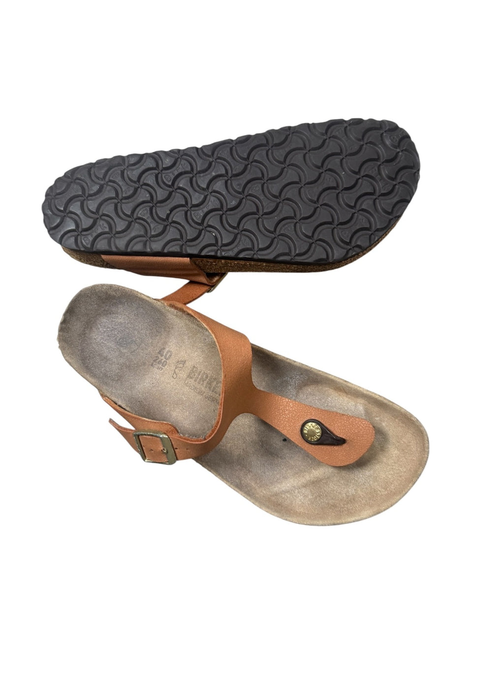 Birkenstock Gizeh Sandals Thong Tan Leather Regular Womens UK 7