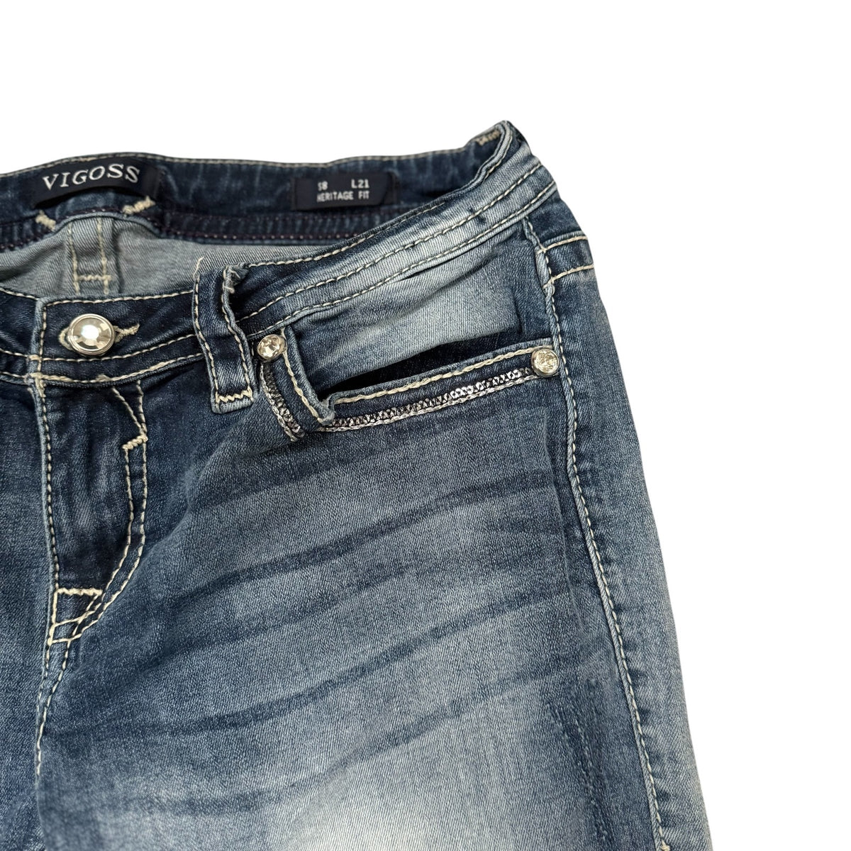 Vigoss Capri Jeans Blue Womens Size 12 Y2K Three Quarter Cropped Denim