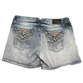 Vigoss Denim Shorts Blue Womens Size 16 Y2K Embellished Bling Pocket Hot Pants