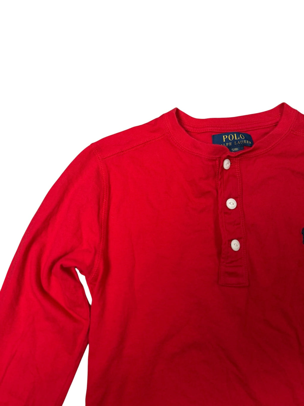 Ralph Lauren Long Sleeve Henley Top Red Womens Small UK 8