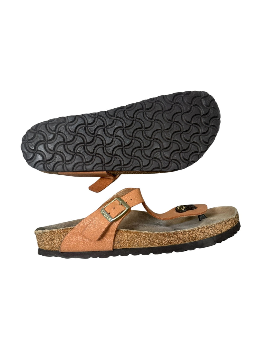 Birkenstock Gizeh Sandals Thong Tan Leather Regular Womens UK 7
