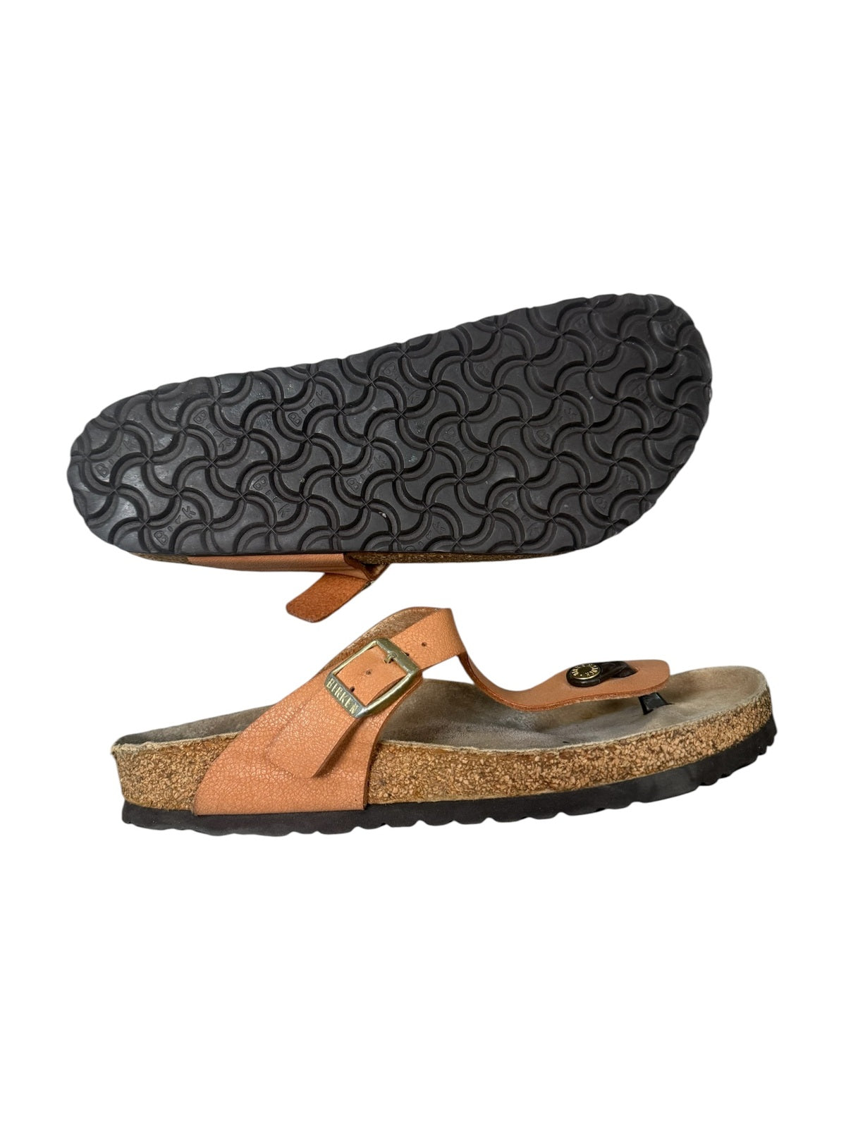 Birkenstock Gizeh Sandals Thong Tan Leather Regular Womens UK 7