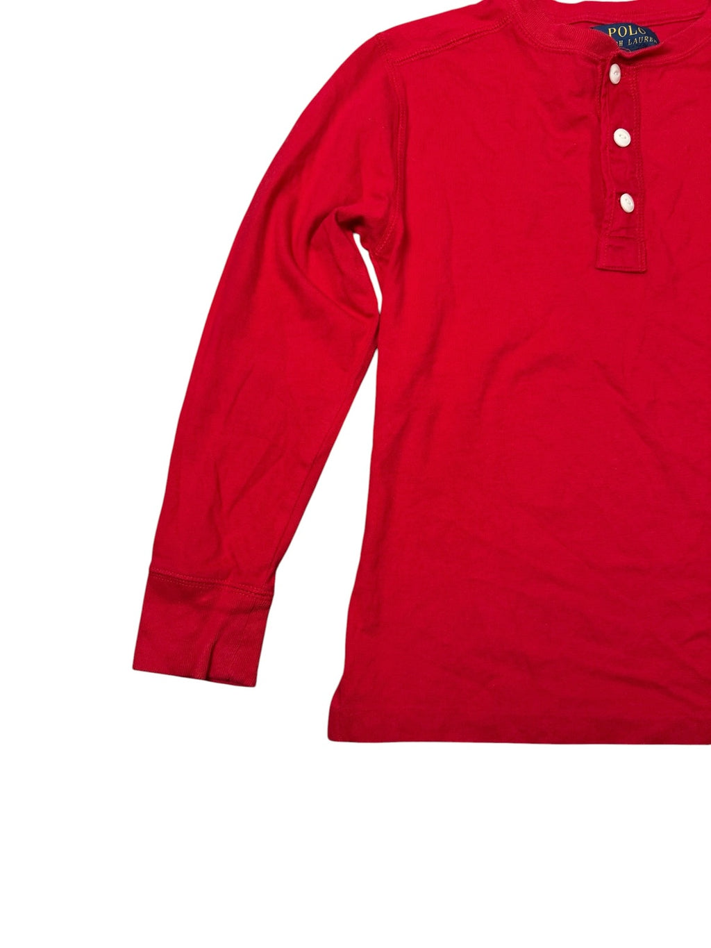 Ralph Lauren Long Sleeve Henley Top Red Womens Small UK 8