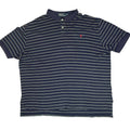 Ralph Lauren Polo Shirt Striped Navy White Short Sleeve Vintage Mens XXL
