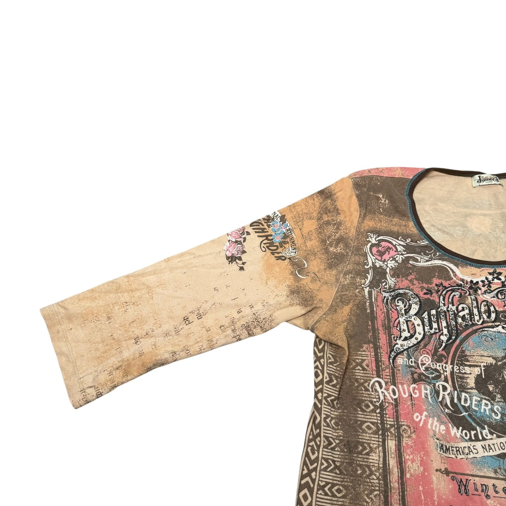 Buffalo Bills Wild West Top Sublimated Print Y2K Vintage Womens Large