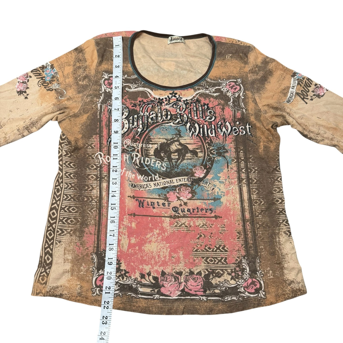 Buffalo Bills Wild West Top Sublimated Print Y2K Vintage Womens Large