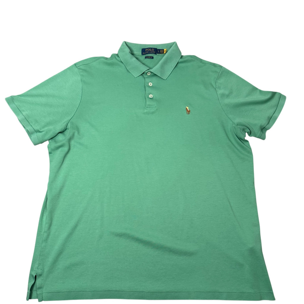 Ralph Lauren Polo Shirt Green Yellow Pony Vintage Mens Large
