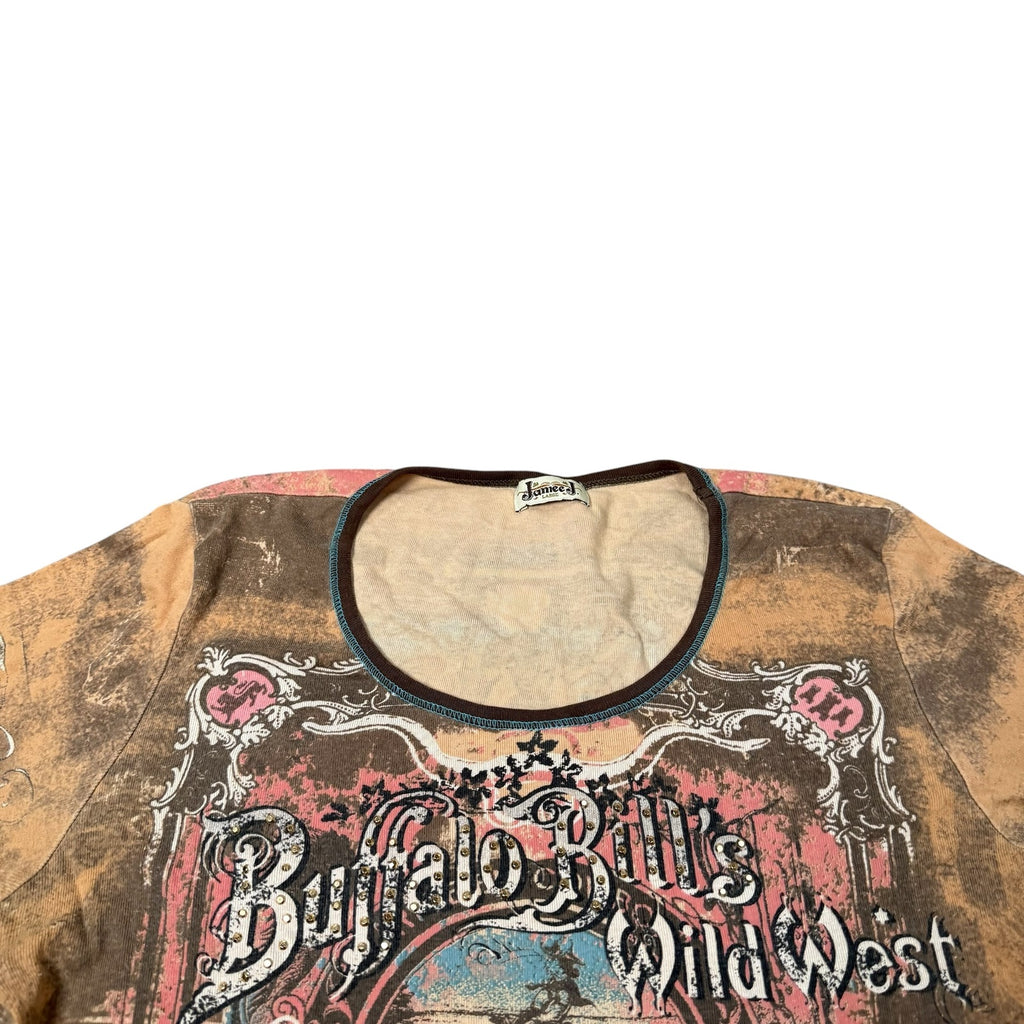 Buffalo Bills Wild West Top Sublimated Print Y2K Vintage Womens Large