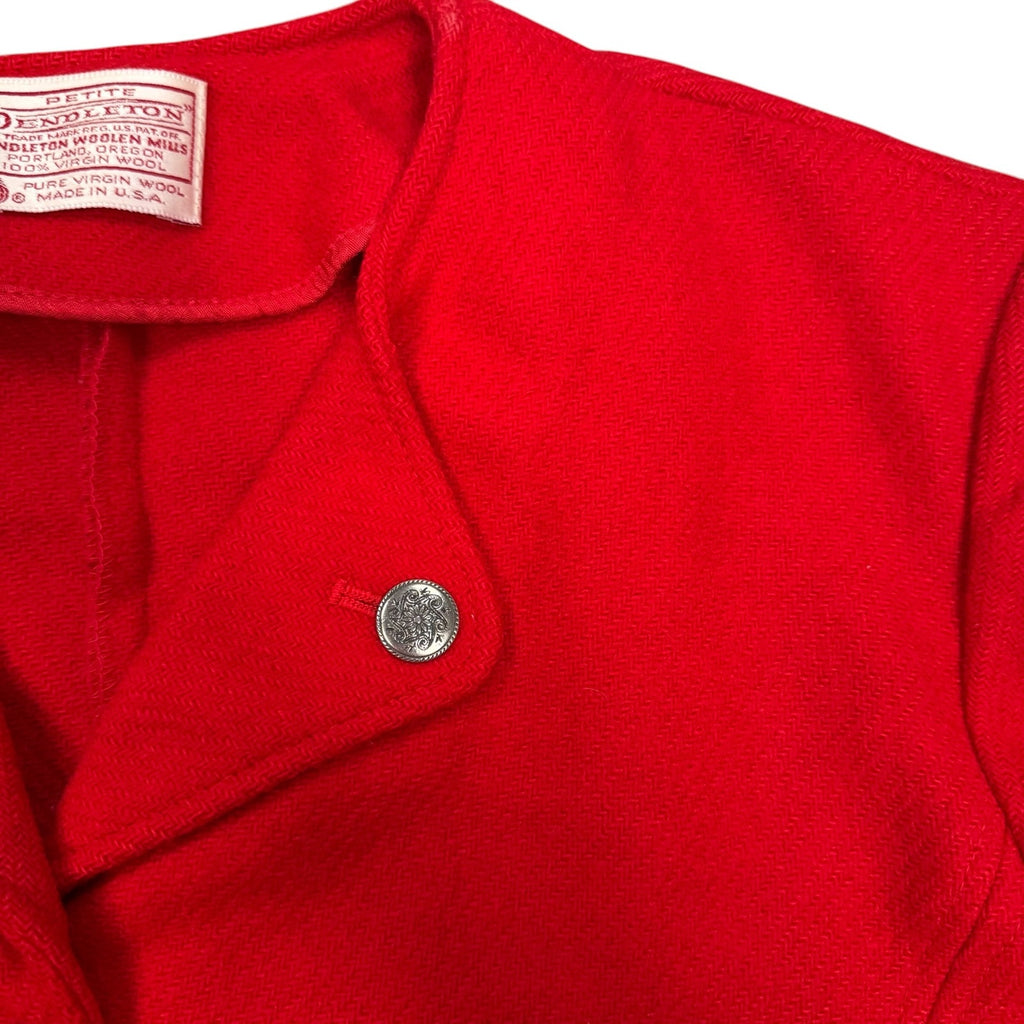 Pendleton Cardigan Red Vintage Wool Womens Size 12 Cropped Jacket Made In USA