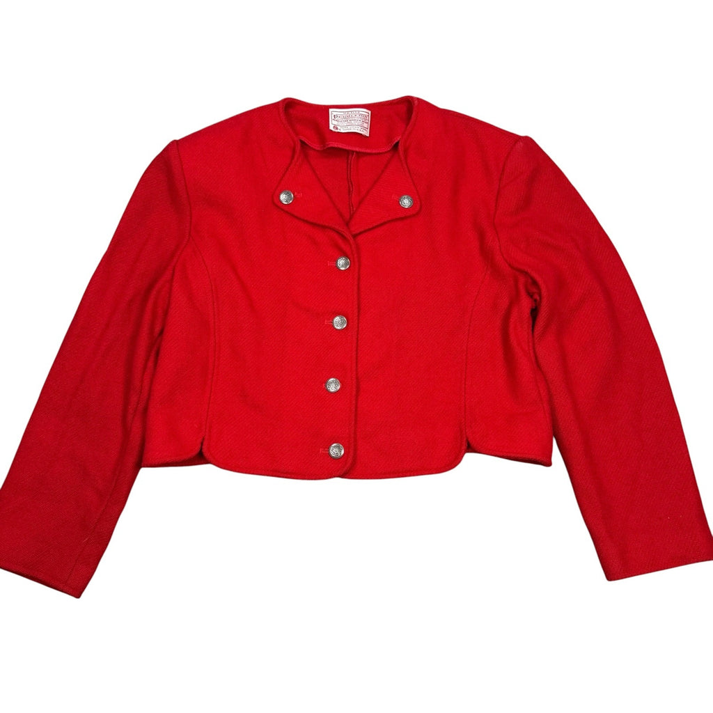 Pendleton Cardigan Red Vintage Wool Womens Size 12 Cropped Jacket Made In USA