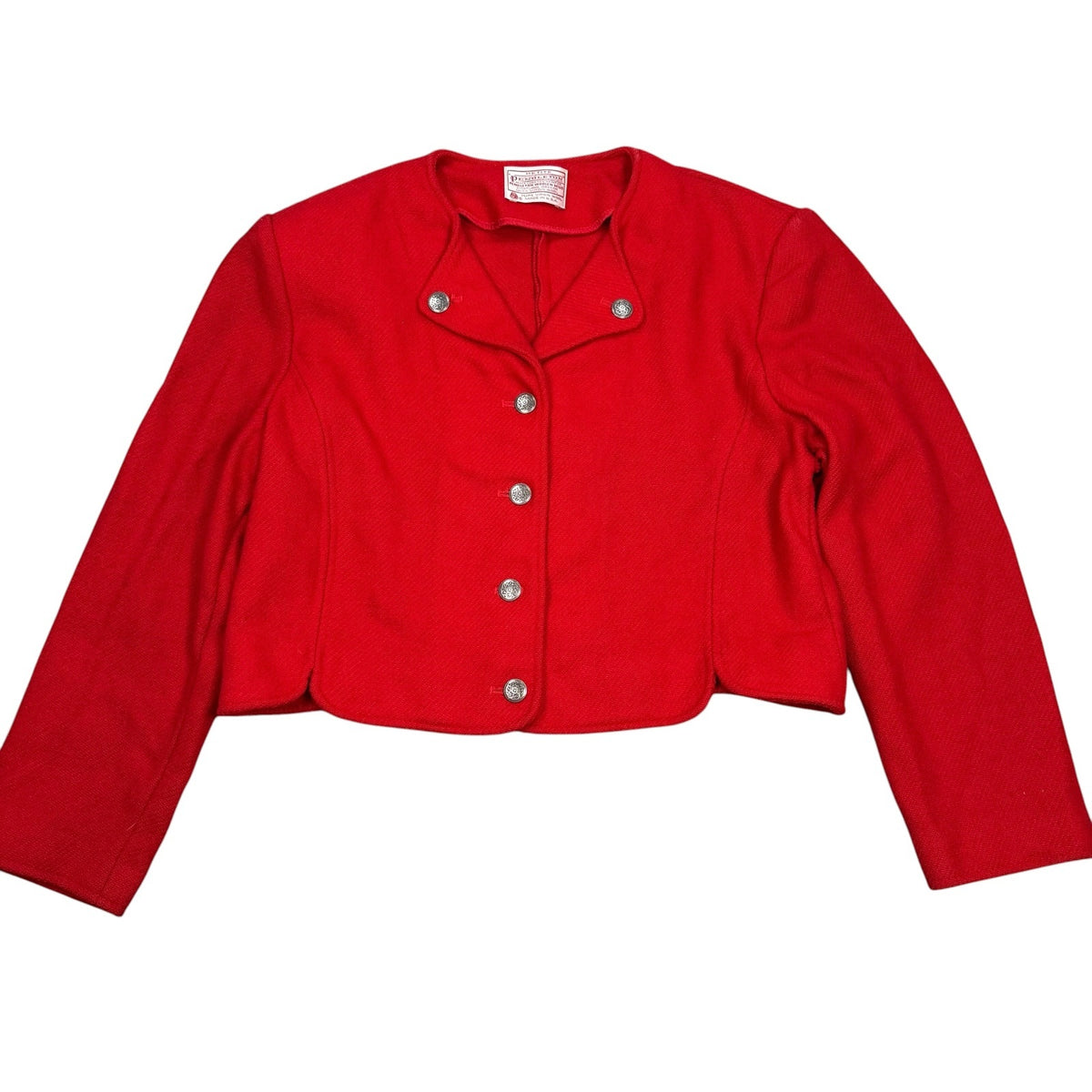 Pendleton Cardigan Red Vintage Wool Womens Size 12 Cropped Jacket Made In USA