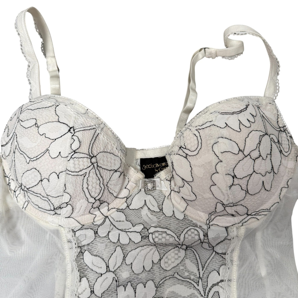 Cinema Etoile Chemise Babydoll Slip White Lace Vintage Womens Small