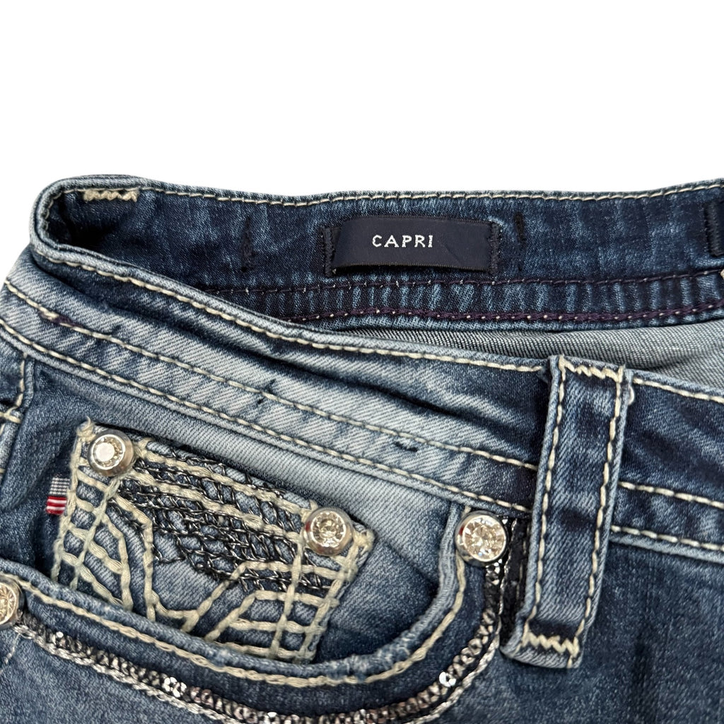 Vigoss Capri Jeans Blue Womens Size 12 Y2K Three Quarter Cropped Denim