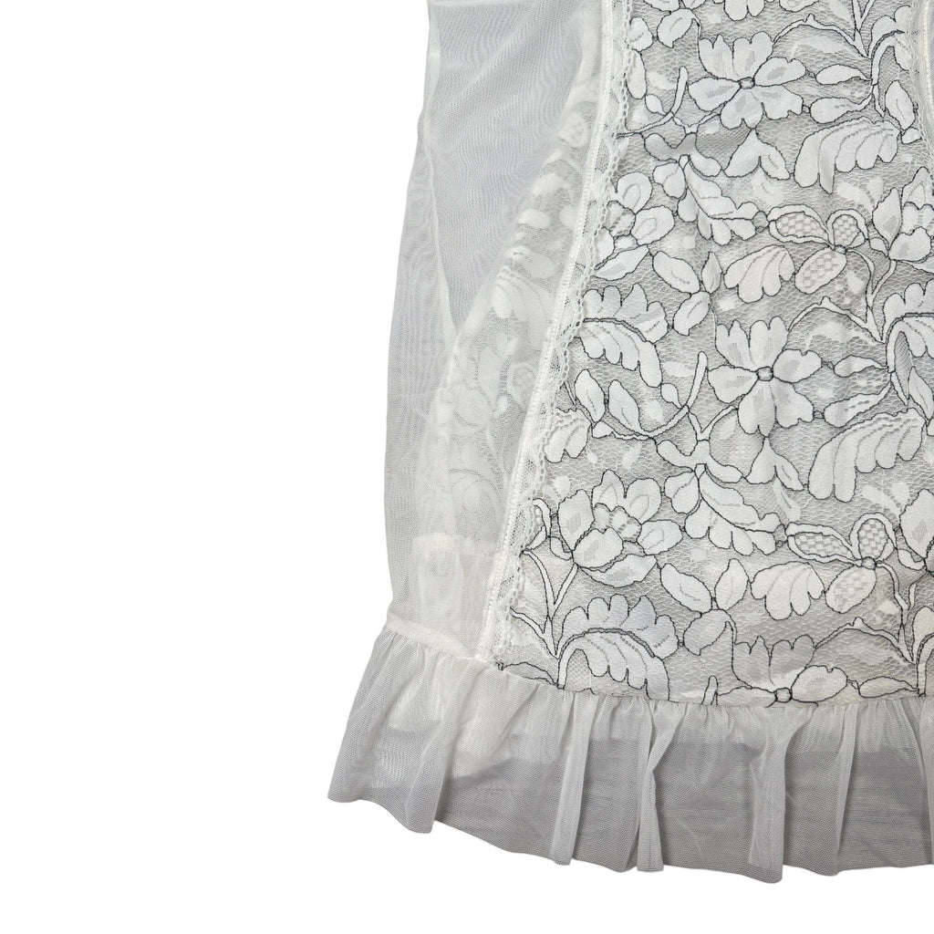 Cinema Etoile Chemise Babydoll Slip White Lace Vintage Womens Small