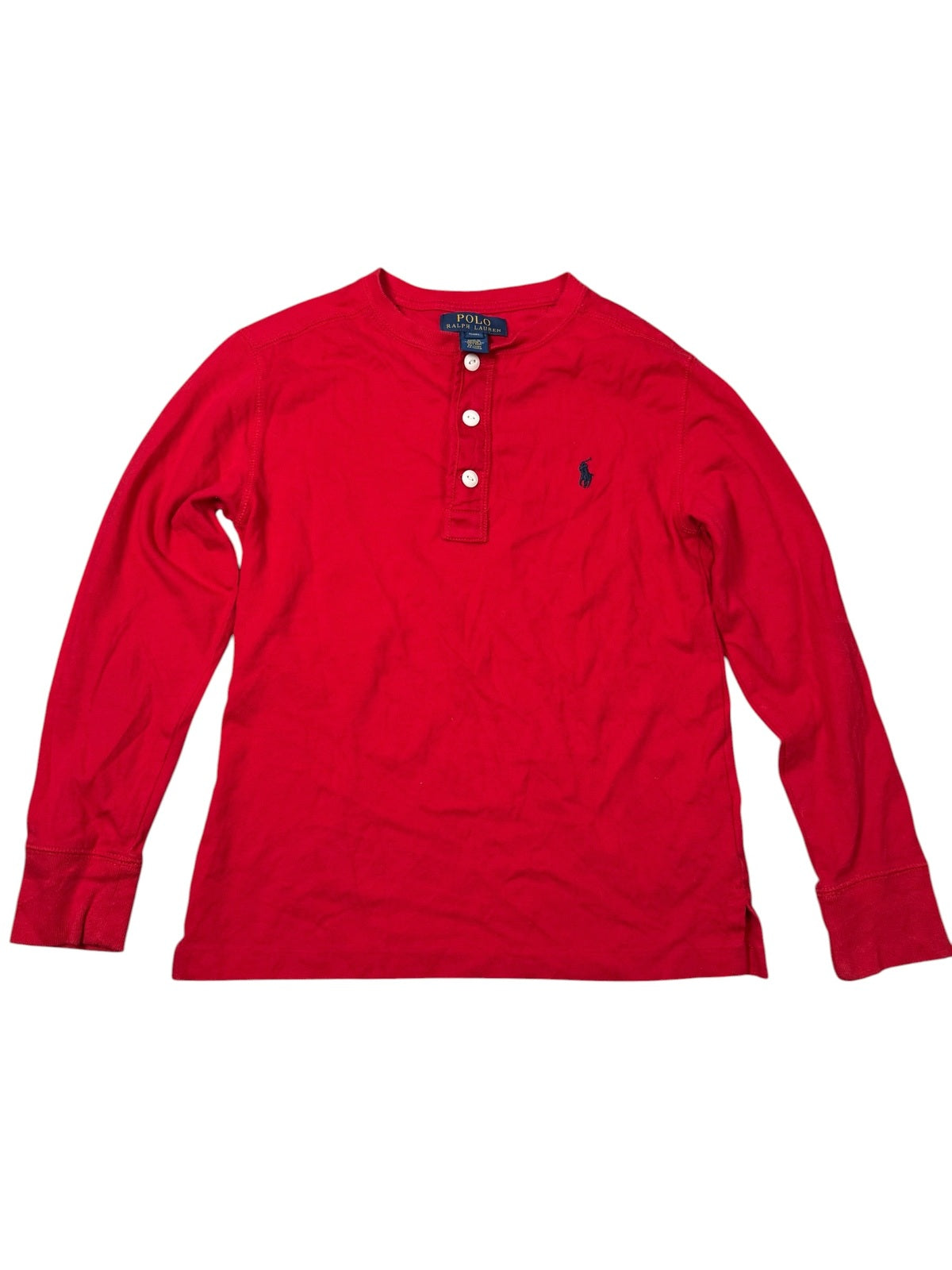 Ralph Lauren Long Sleeve Henley Top Red Womens Small UK 8