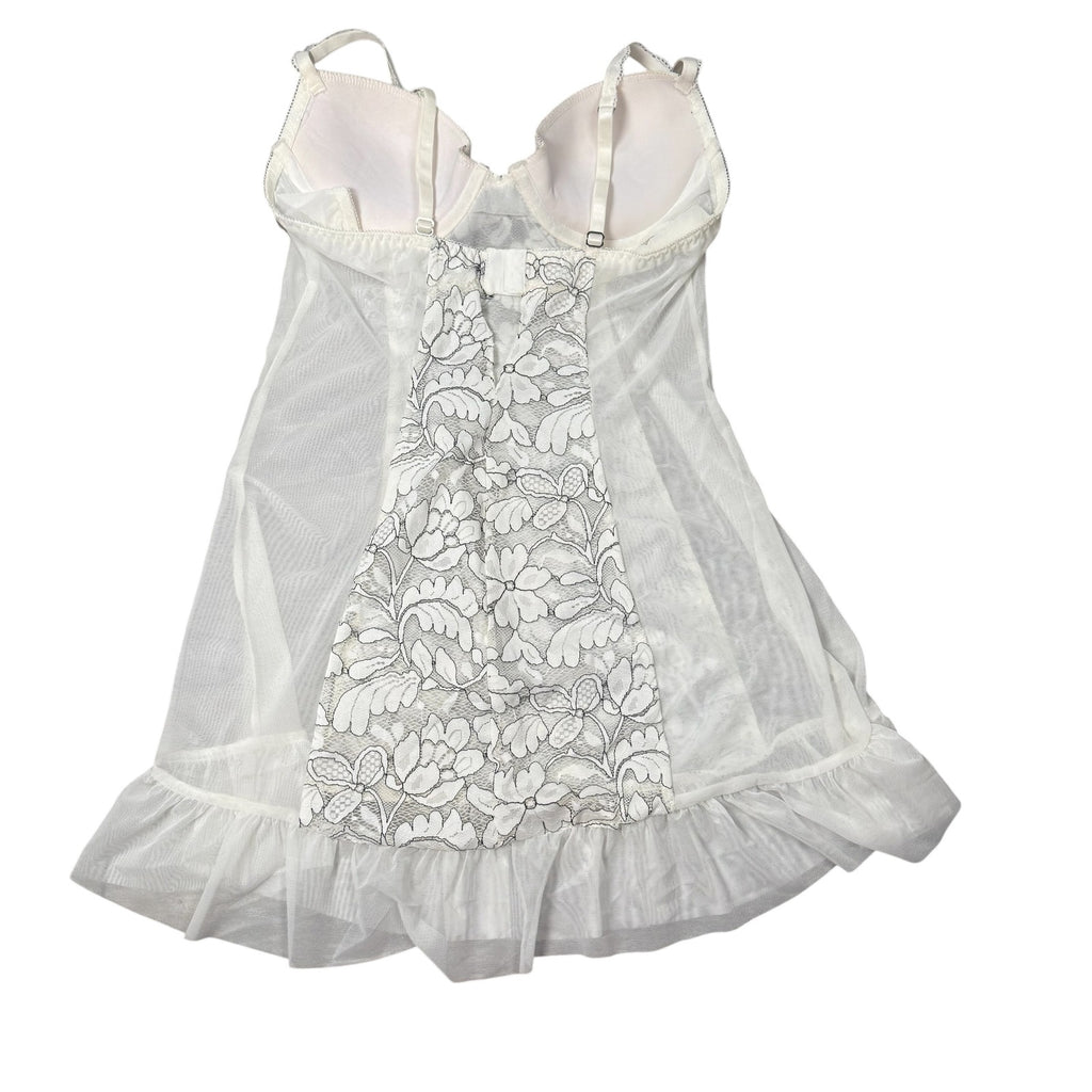 Cinema Etoile Chemise Babydoll Slip White Lace Vintage Womens Small