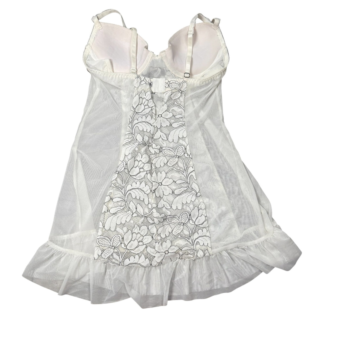 Cinema Etoile Chemise Babydoll Slip White Lace Vintage Womens Small