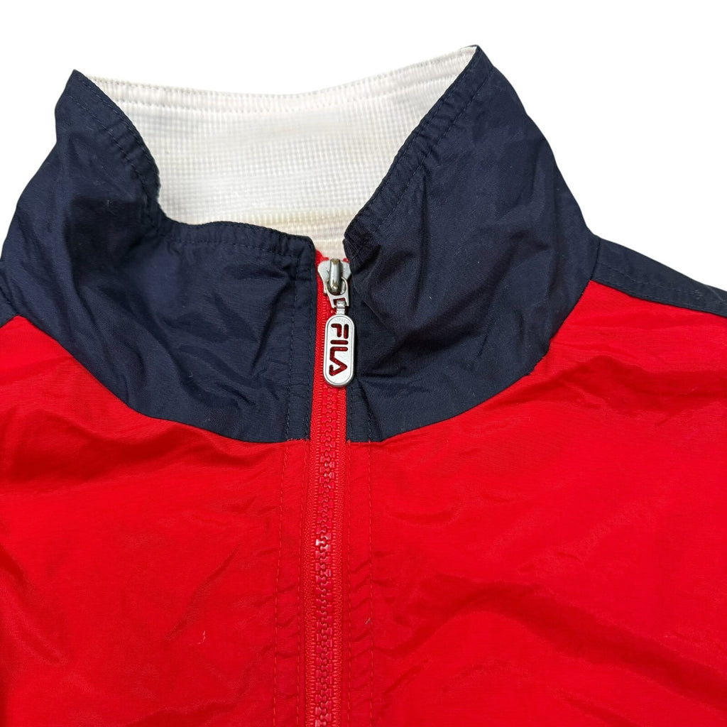 Fila Vintage Y2K Windbreaker Jacket Zip Up Lightweight Red Navy Medium