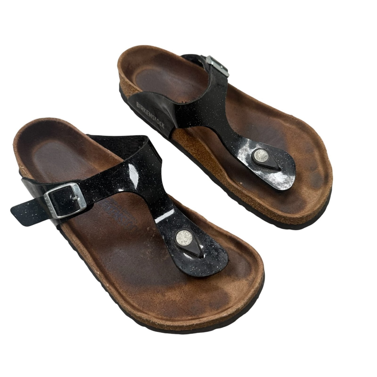 Birkenstock Gizeh Sandals Patent Birko-Flor Black Size 5