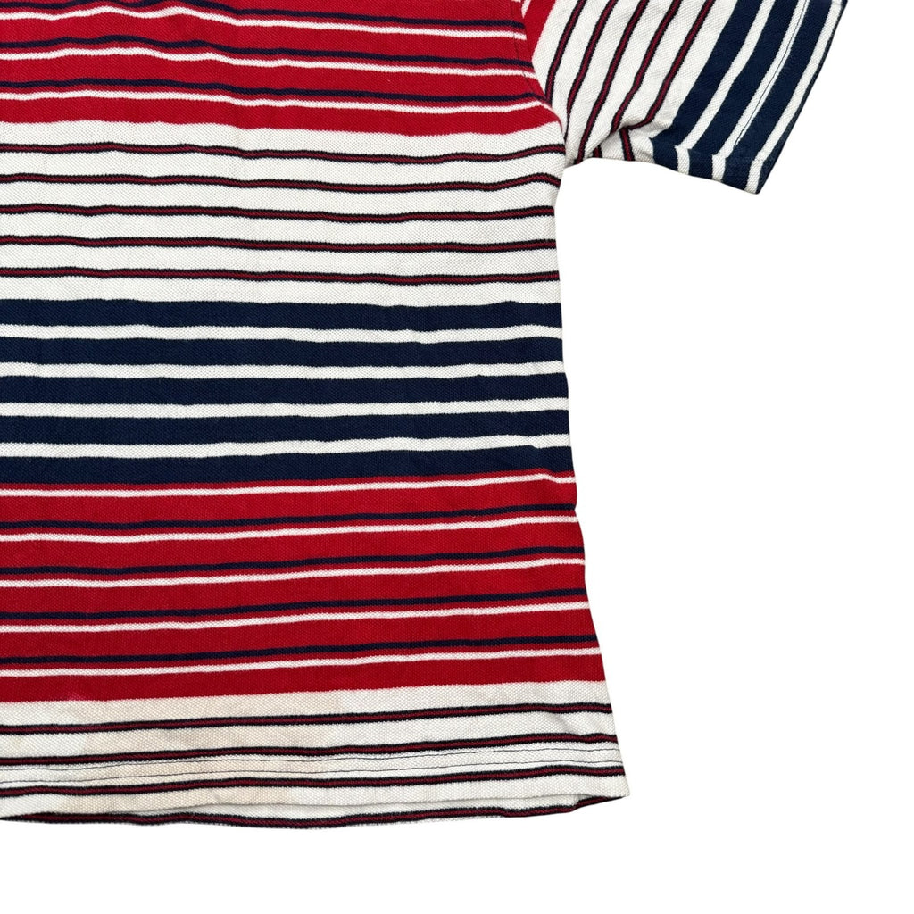 Tommy Hilfiger Vintage Y2K Polo Shirt Striped Red Navy White Medium
