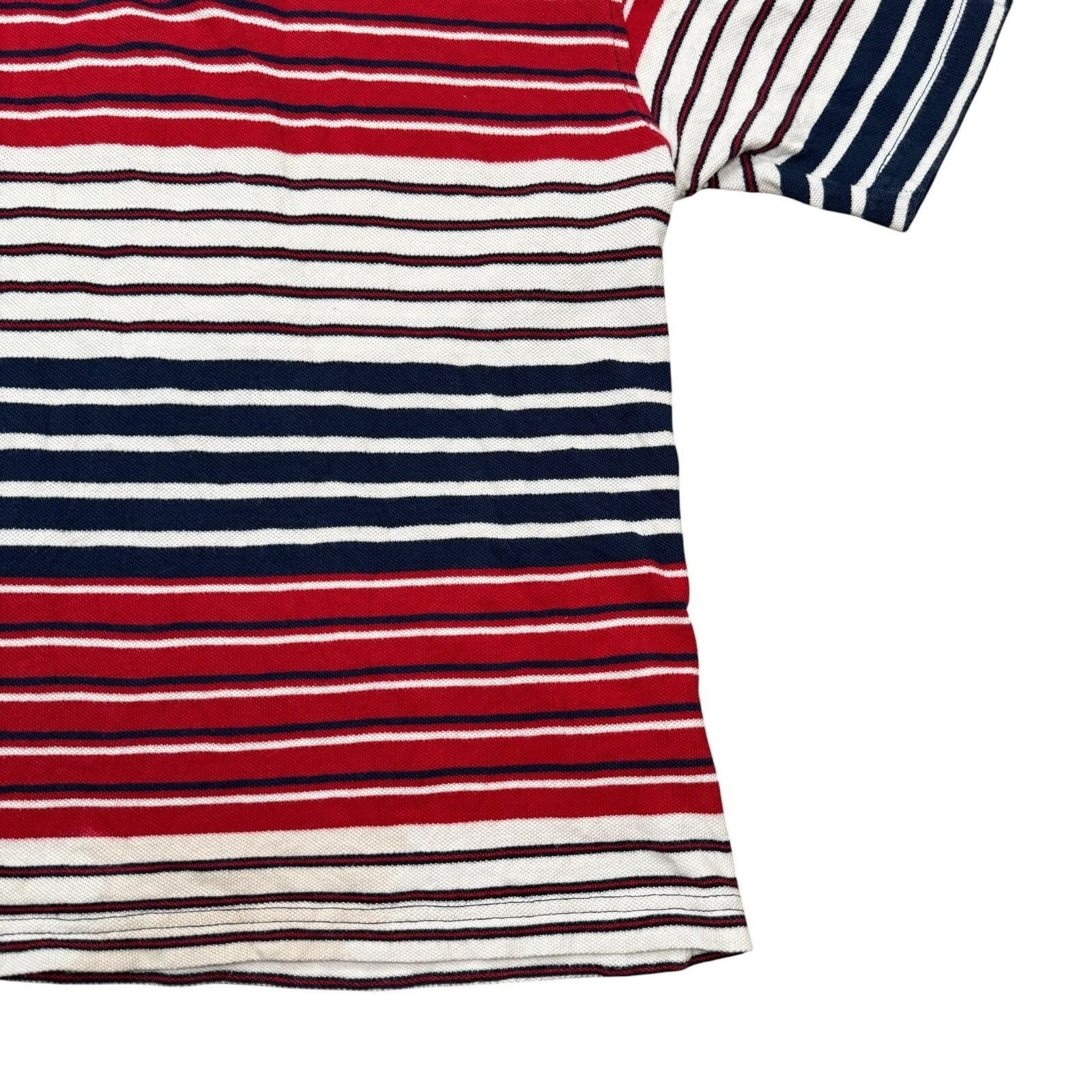 Tommy Hilfiger Vintage Y2K Polo Shirt Striped Red Navy White Medium