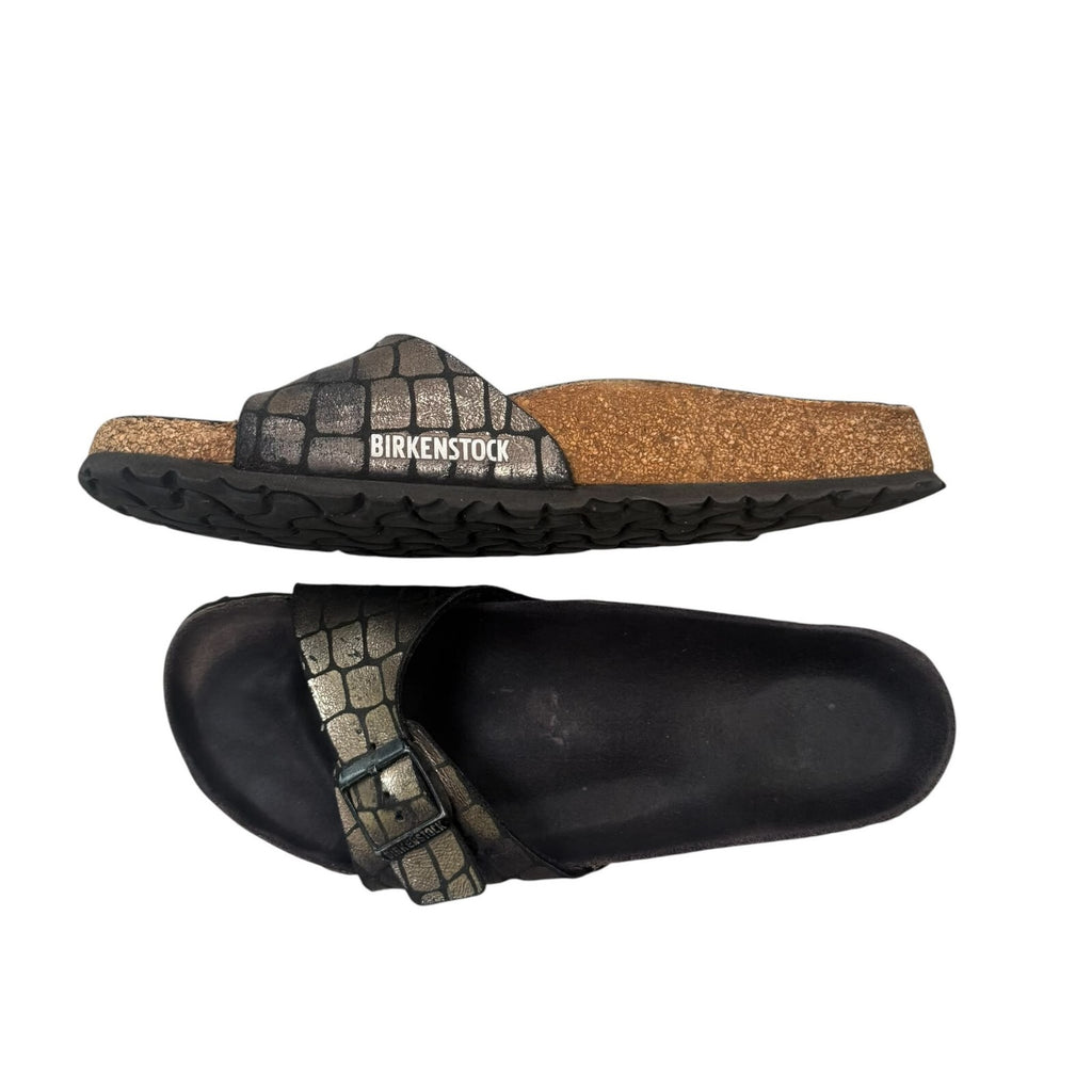 Birkenstock Madrid Slide Sandals Metallic Bronze Black UK-6 EU-39