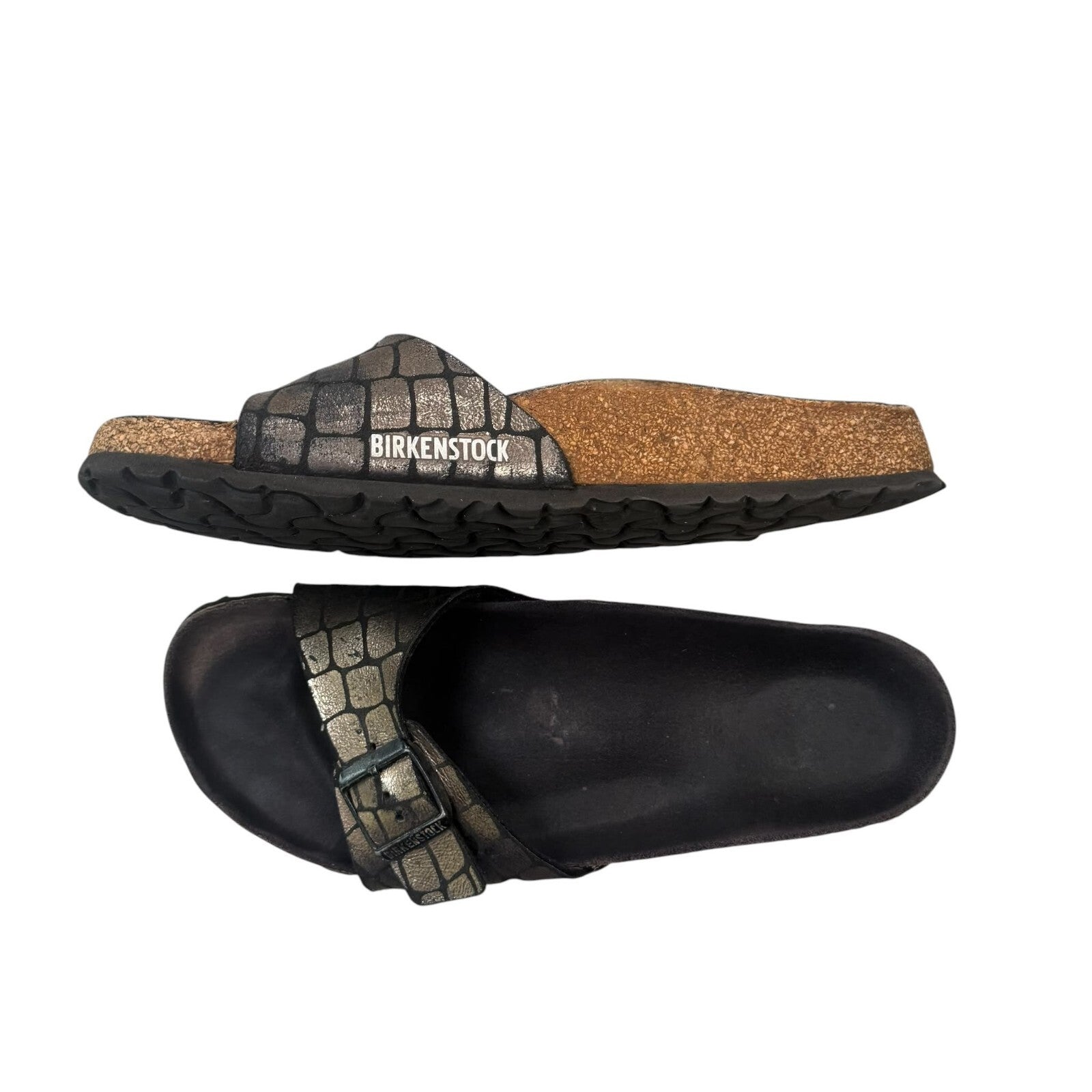 Birkenstock Madrid Slide Sandals Metallic Bronze Black UK-6 EU-39