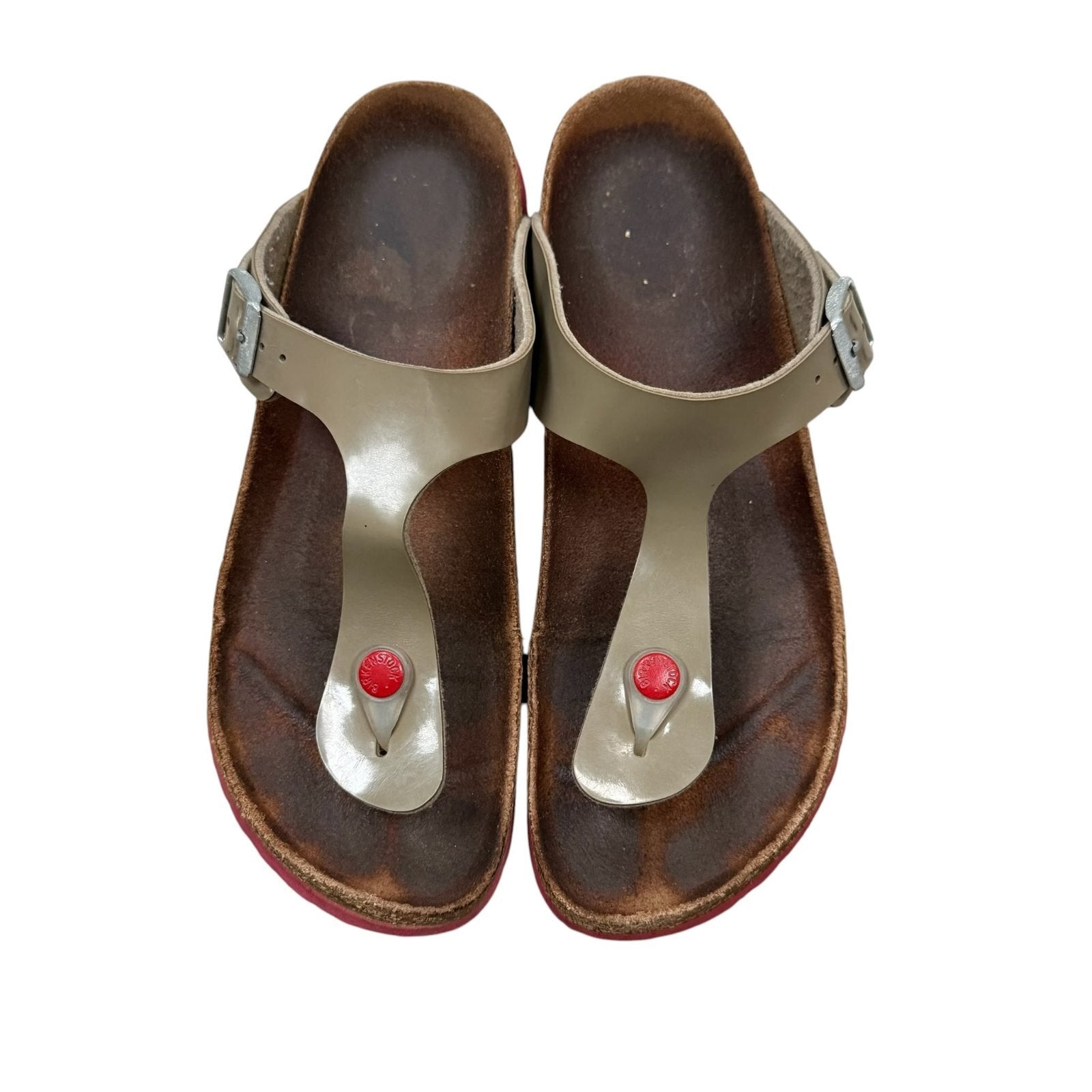 Birkenstock Gizeh Sandals Taupe Patent Birko-Flor UK 5.5 EU 39