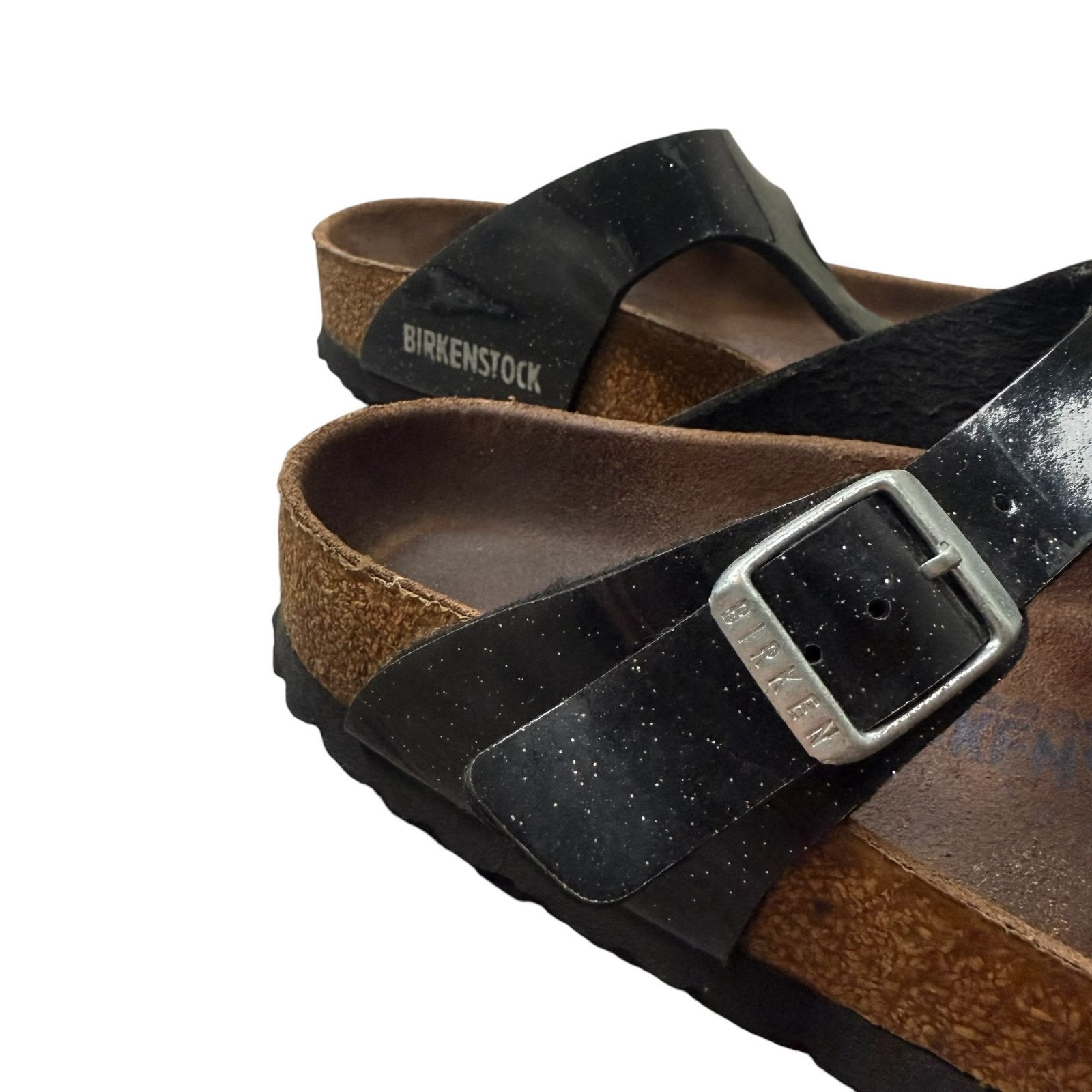 Birkenstock Gizeh Sandals Patent Birko-Flor Black Size 5