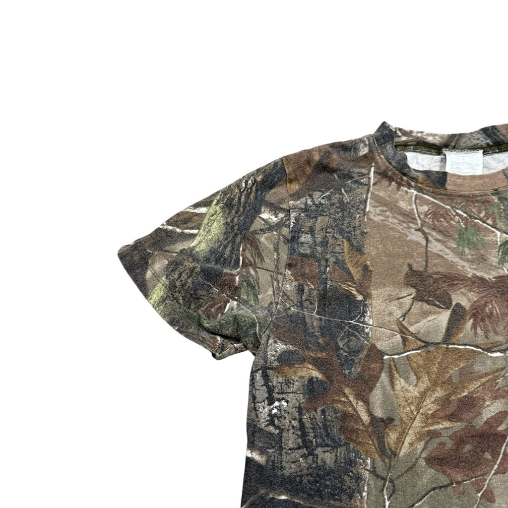 Realtree Vintage Y2K T-Shirt Camouflage Top Brown and Green Small