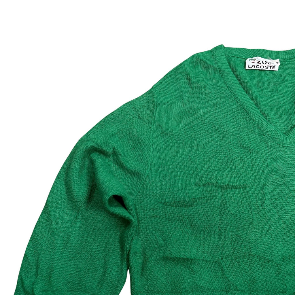 Lacoste Izod Vintage V-Neck Knit Jumper Cardigan Green Medium