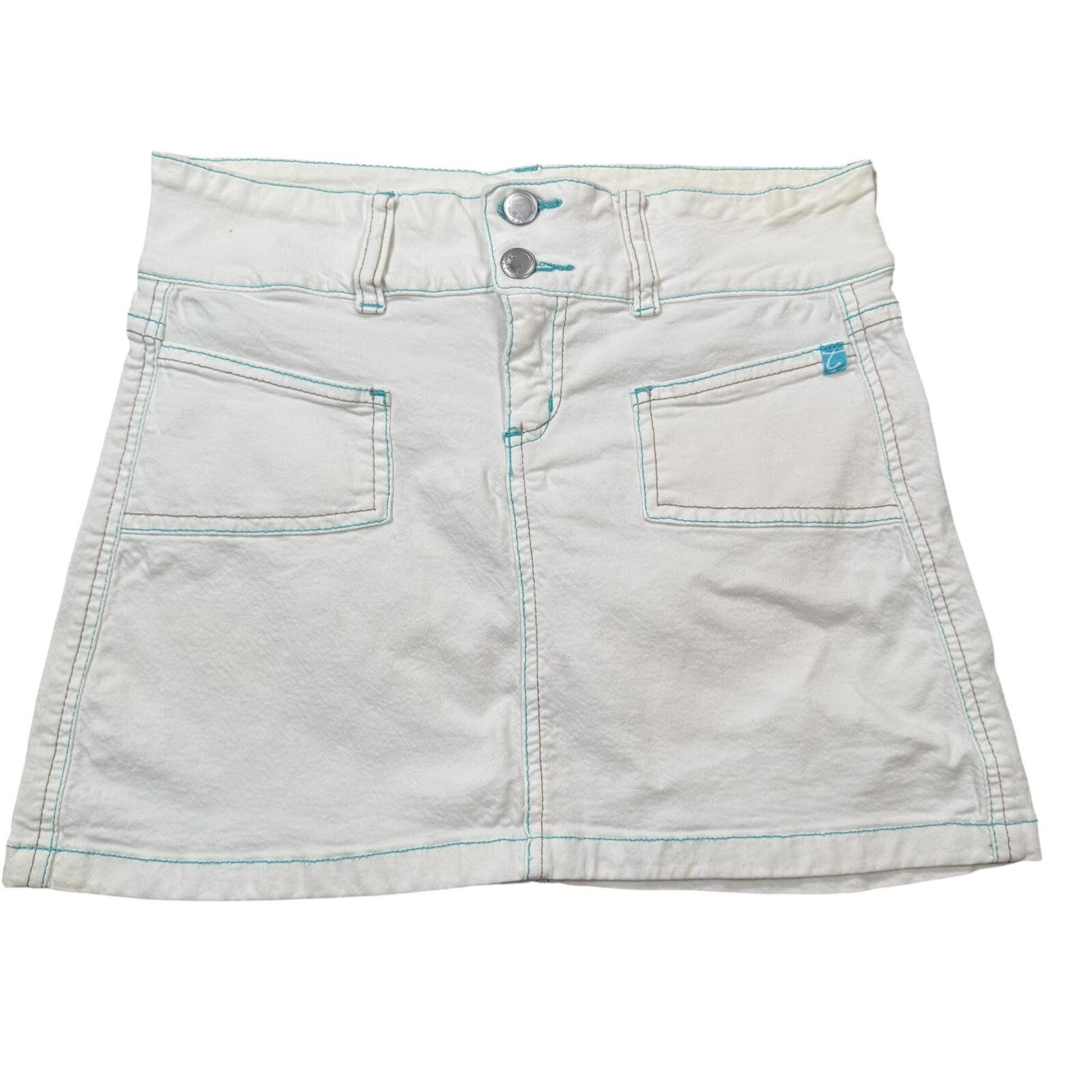 Tally Weijl Vintage Y2K Denim Mini Skirt White Small