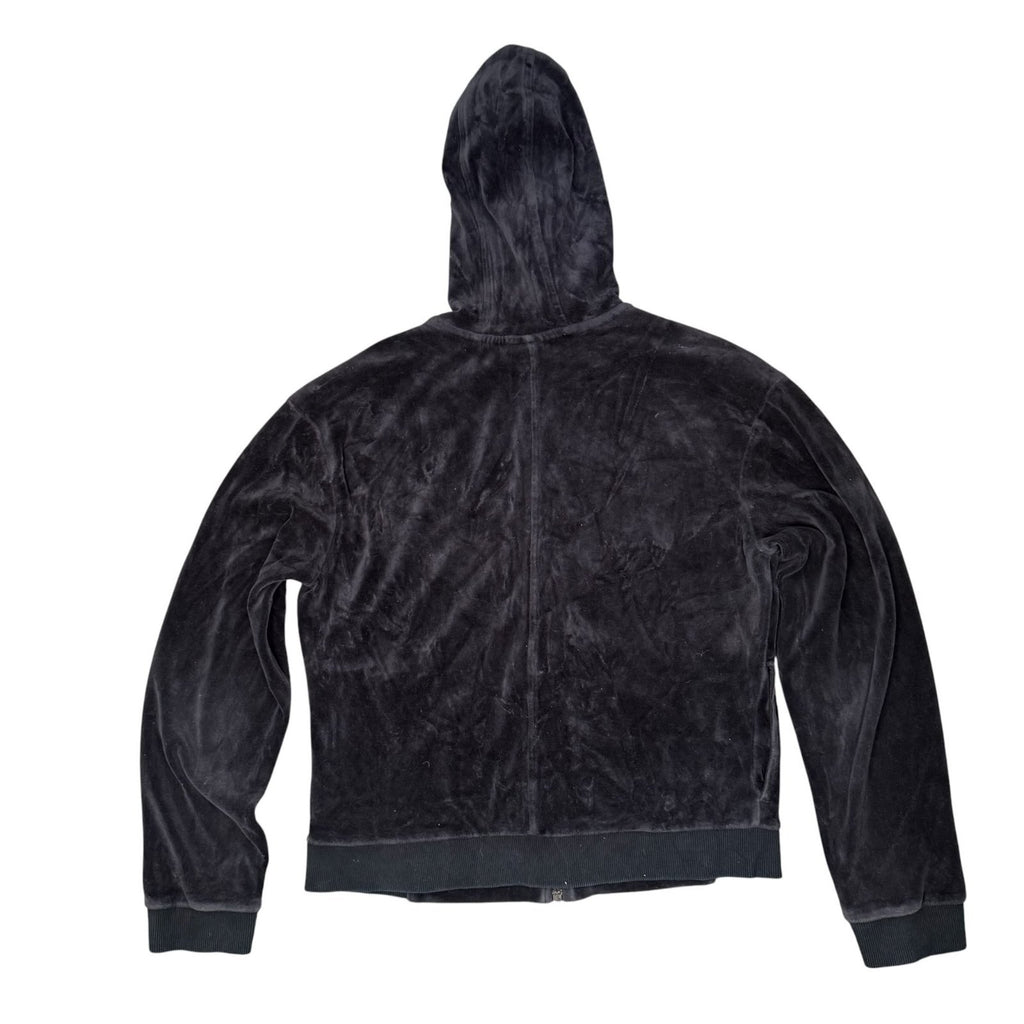 Nike Y2K Zip Up Hoodie Track Jacket Black Velour Pink Stripe Size 8-10