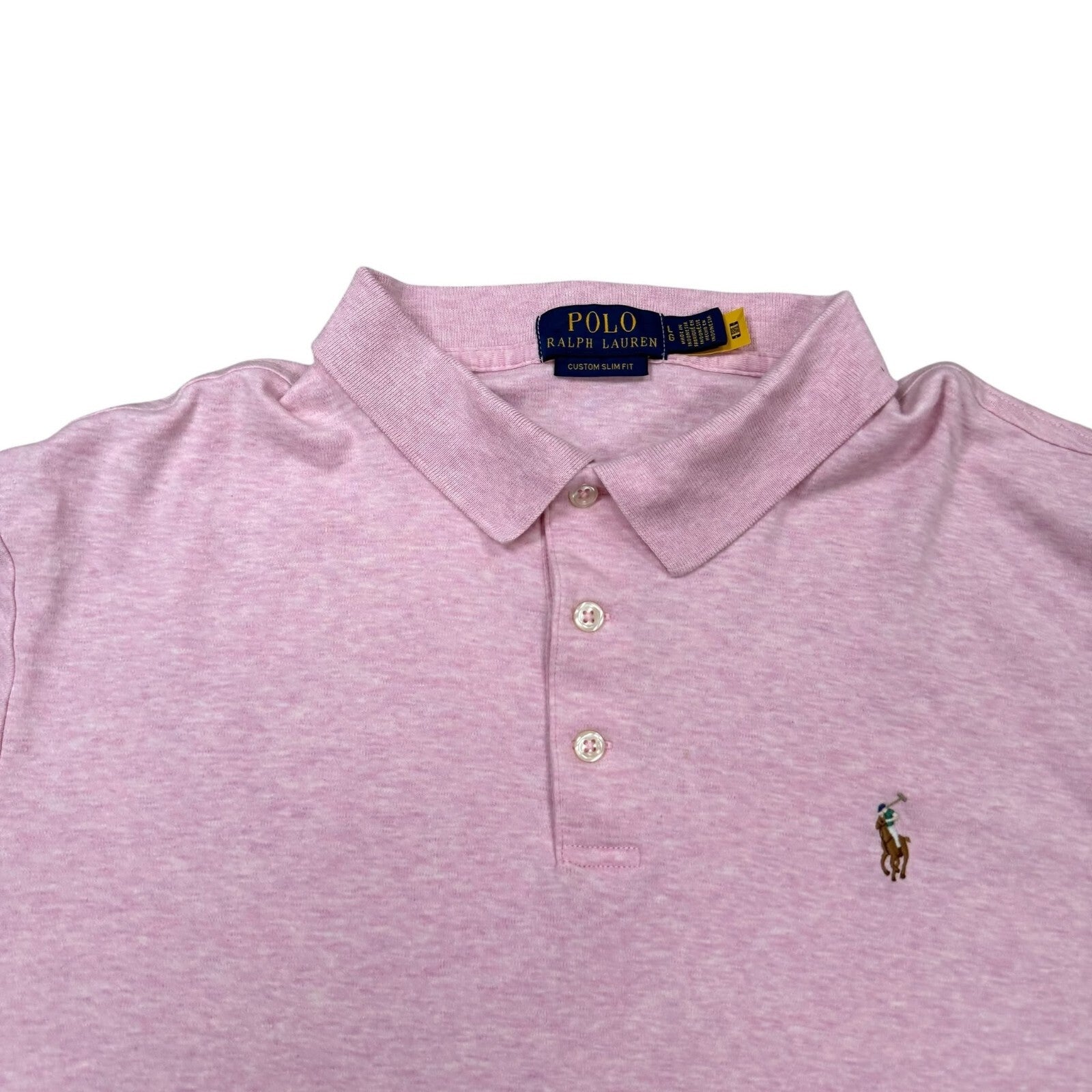 Polo Ralph Lauren Polo Shirt Custom Slim Fit Cotton Pink Large